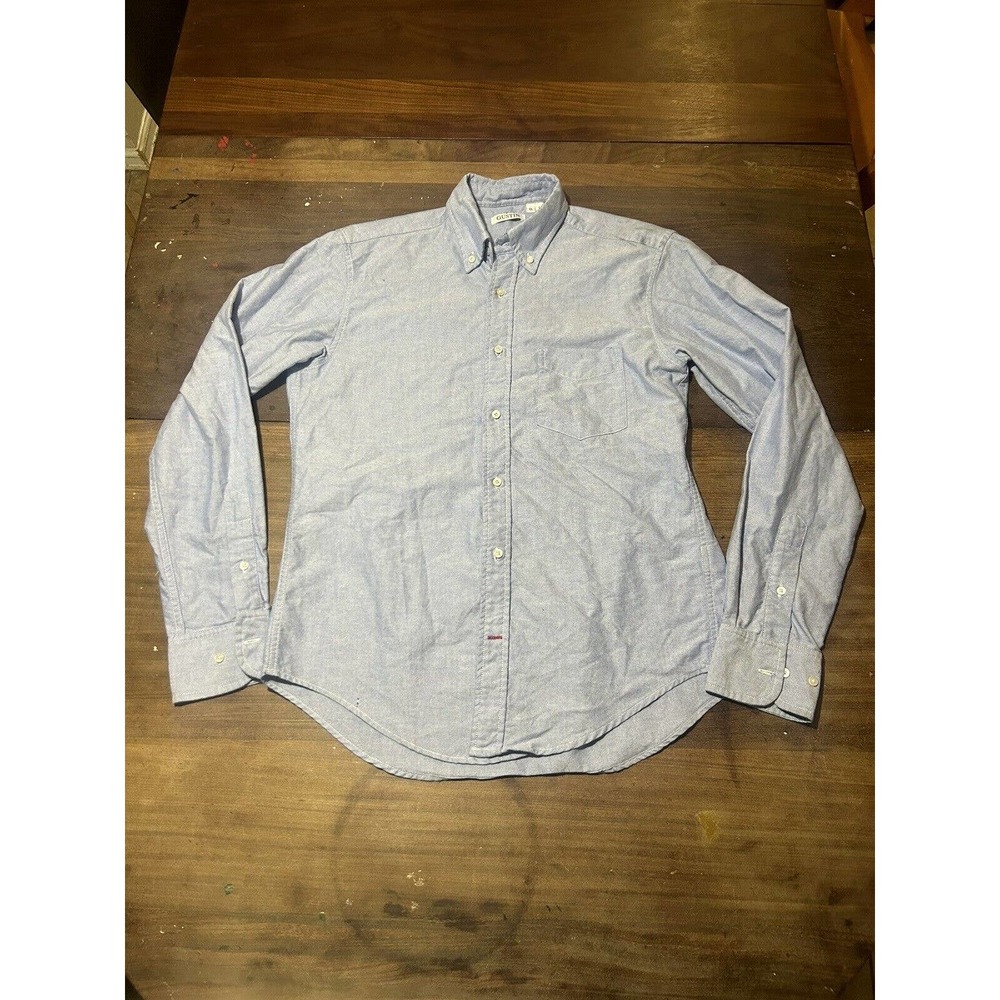 Gustin Shirt Adult Large Blue Button Up Chambray Work Shirt Long Sleeve Men's